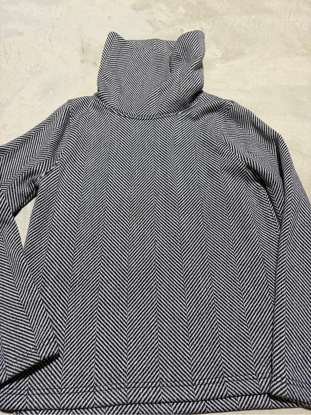 J. Crew Chevron Pattern Funnel Neck Pullover in Black & White medium